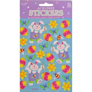 Amscan Easter Bunny Eggs Stickers 4 Sheets Acid Free Blue 151063